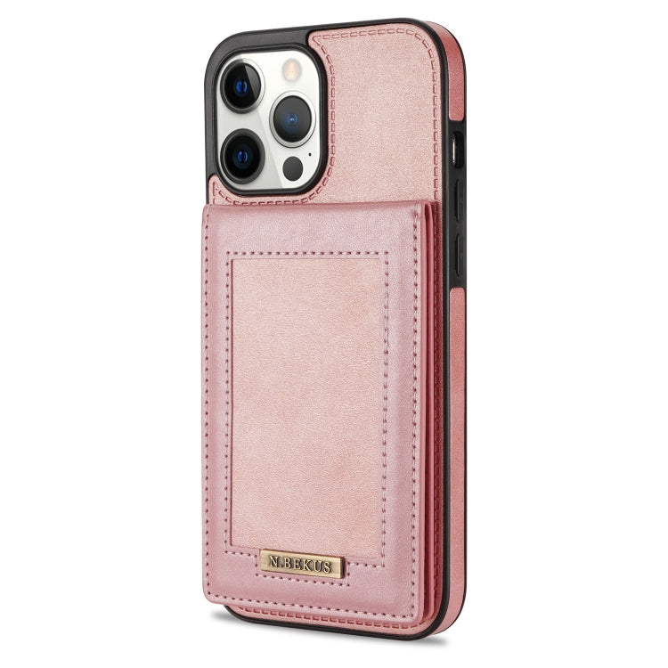 For iPhone 12 Pro N.BEKUS Vertical Flip Card Slot RFID Phone Case(Rose Gold) Eurekaonline