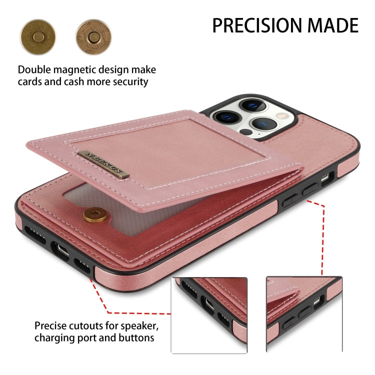 For iPhone 12 Pro N.BEKUS Vertical Flip Card Slot RFID Phone Case(Rose Gold) Eurekaonline