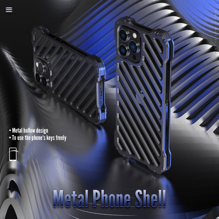 For iPhone 12 Pro R-JUST RJ-50 Hollow Breathable Armor Metal Shockproof Protective Case(Deep Space Grey) Eurekaonline