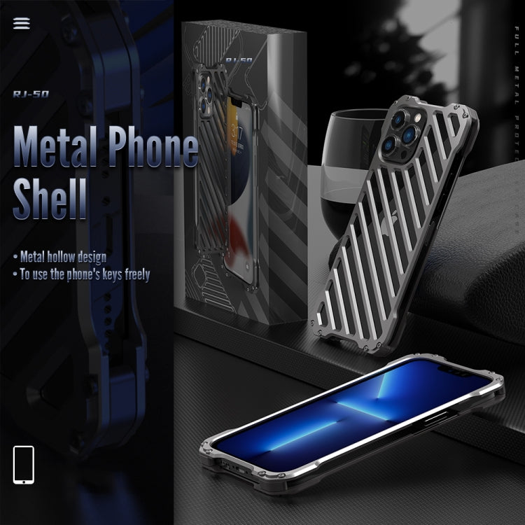 For iPhone 12 Pro R-JUST RJ-50 Hollow Breathable Armor Metal Shockproof Protective Case(Deep Space Grey) Eurekaonline
