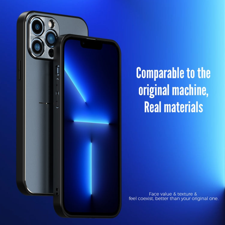 For iPhone 12 Pro R-JUST RJ-52 3-Line Style Metal TPU Shockproof Protective Case(Blue) Eurekaonline