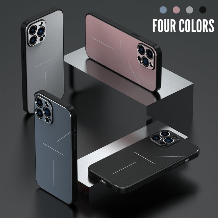 For iPhone 12 Pro R-JUST RJ-52 3-Line Style Metal TPU Shockproof Protective Case(Blue) Eurekaonline