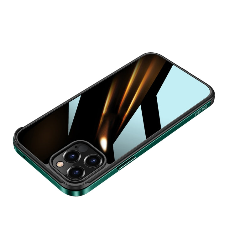 For iPhone 12 Pro SULADA Shockproof Aviation Aluminum Metal Frame + Nano Glass + TPU Protective Case(Dark Night Green) Eurekaonline