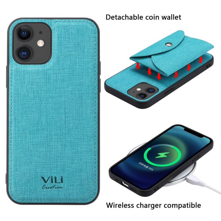 For iPhone 12 Pro ViLi T Series TPU + PU Woven Fabric Magnetic Protective Case with Wallet(Blue) Eurekaonline