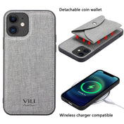 For iPhone 12 Pro ViLi T Series TPU + PU Woven Fabric Magnetic Protective Case with Wallet(Grey) Eurekaonline