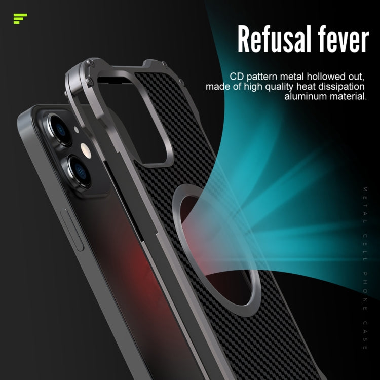 For iPhone 12 R-JUST RJ51 Hollow Shockproof Metal Protective Phone Case (Dark Grey) Eurekaonline