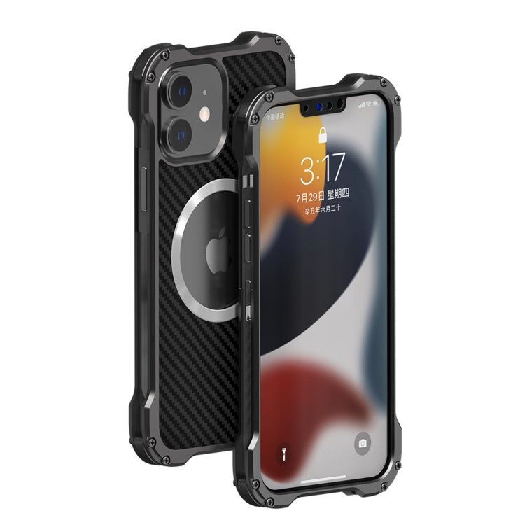 For iPhone 12 R-JUST RJ51 Hollow Shockproof Metal Protective Phone Case (Dark Grey) Eurekaonline