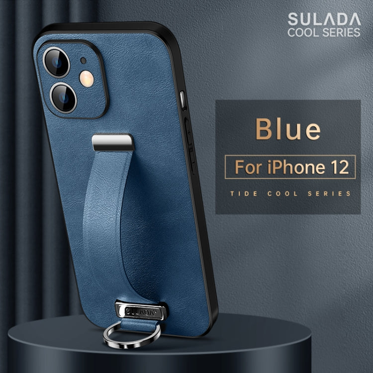 For iPhone 12 SULADA Cool Series PC + Leather Texture Skin Feel Shockproof Phone Case (Blue) Eurekaonline