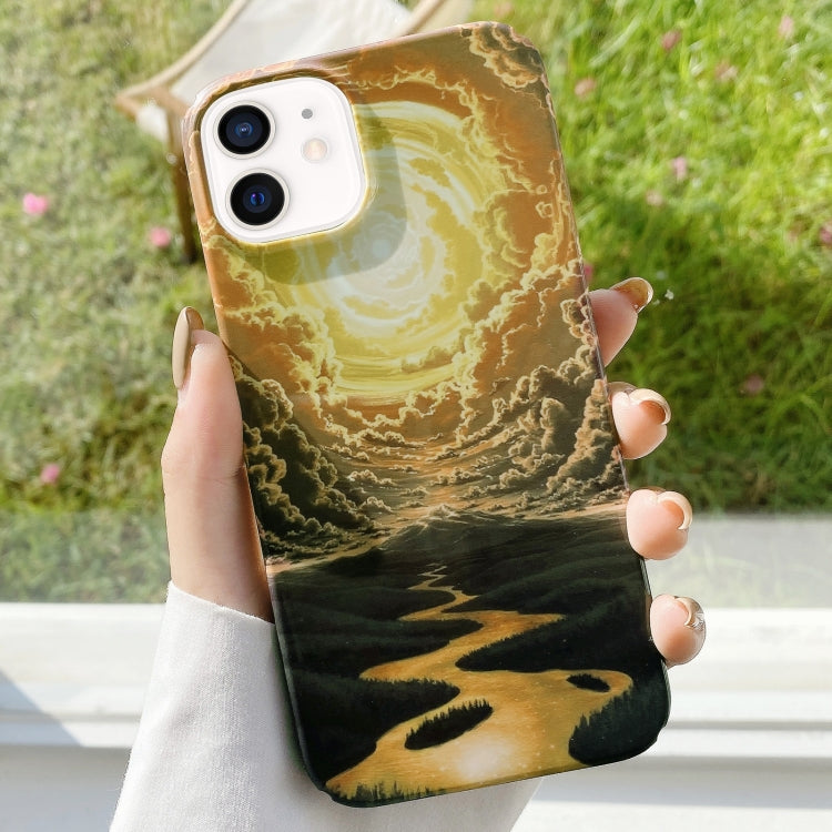 For iPhone 12 Varnishing Water Stick PC Phone Case(Sky) Eurekaonline