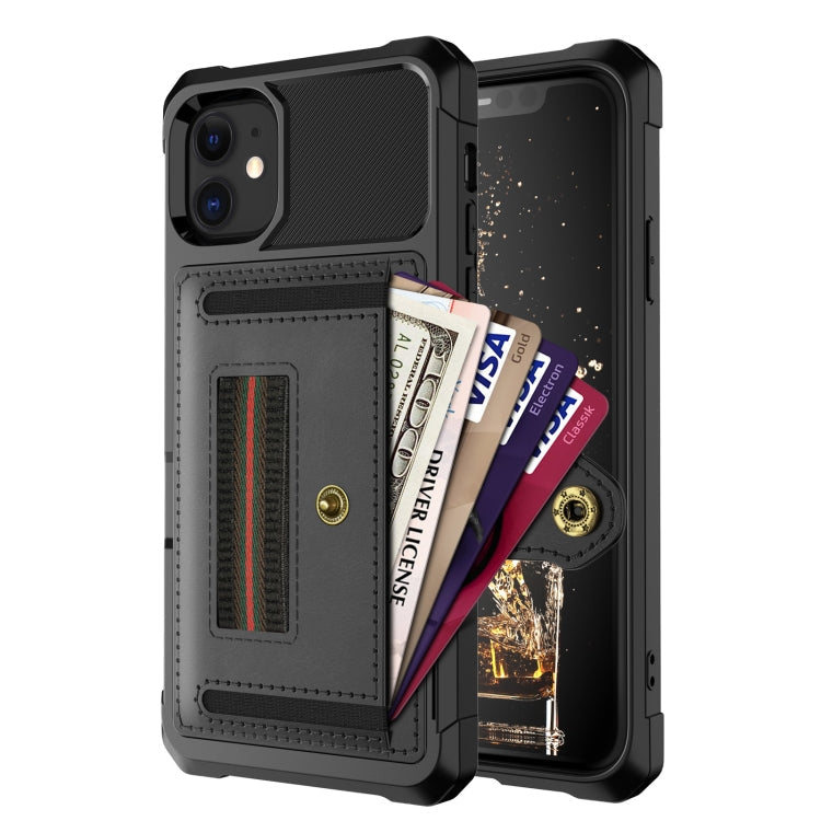 For iPhone 12 ZM06 Card Bag TPU + Leather Phone Case(Black) Eurekaonline