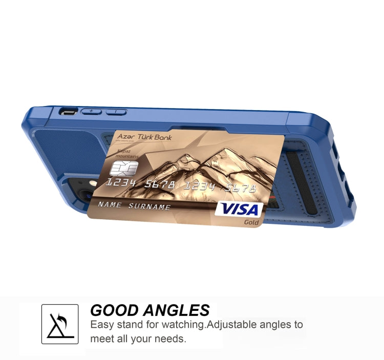 For iPhone 12 ZM06 Card Bag TPU + Leather Phone Case(Blue) Eurekaonline