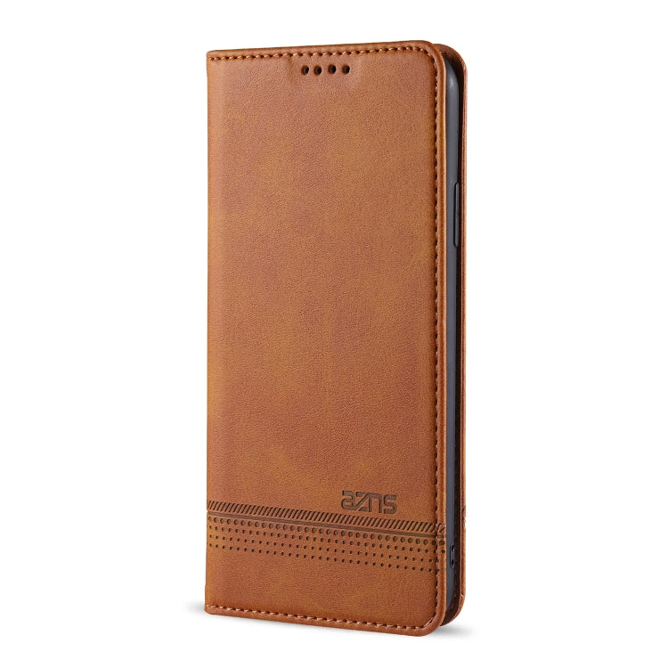 For iPhone 12 mini AZNS Magnetic Calf Texture Horizontal Flip Leather Case with Card Slots & Holder & Wallet(Light Brown) Eurekaonline