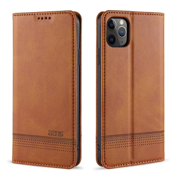 For iPhone 12 mini AZNS Magnetic Calf Texture Horizontal Flip Leather Case with Card Slots & Holder & Wallet(Light Brown) Eurekaonline