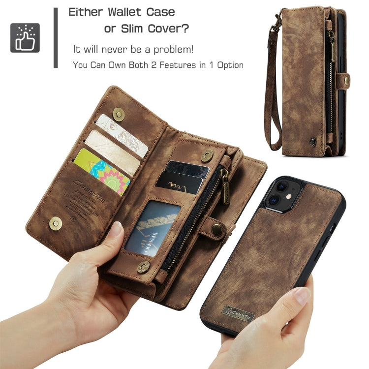 For iPhone 12 mini CaseMe-008 Detachable Multifunctional Wallet Leather Phone Case (Brown) Eurekaonline