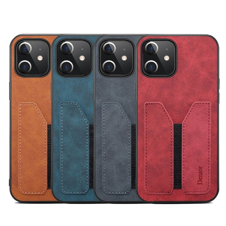 For iPhone 12 mini Denior Elastic Card Slot PU + TPU Phone Case (Blue) Eurekaonline