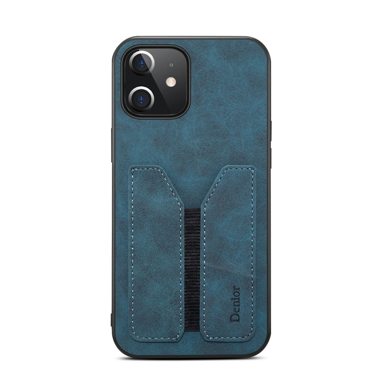 For iPhone 12 mini Denior Elastic Card Slot PU + TPU Phone Case (Blue) Eurekaonline