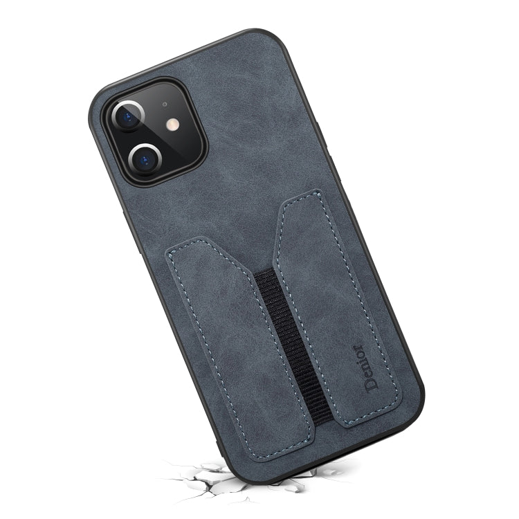 For iPhone 12 mini Denior Elastic Card Slot PU + TPU Phone Case (Grey) Eurekaonline