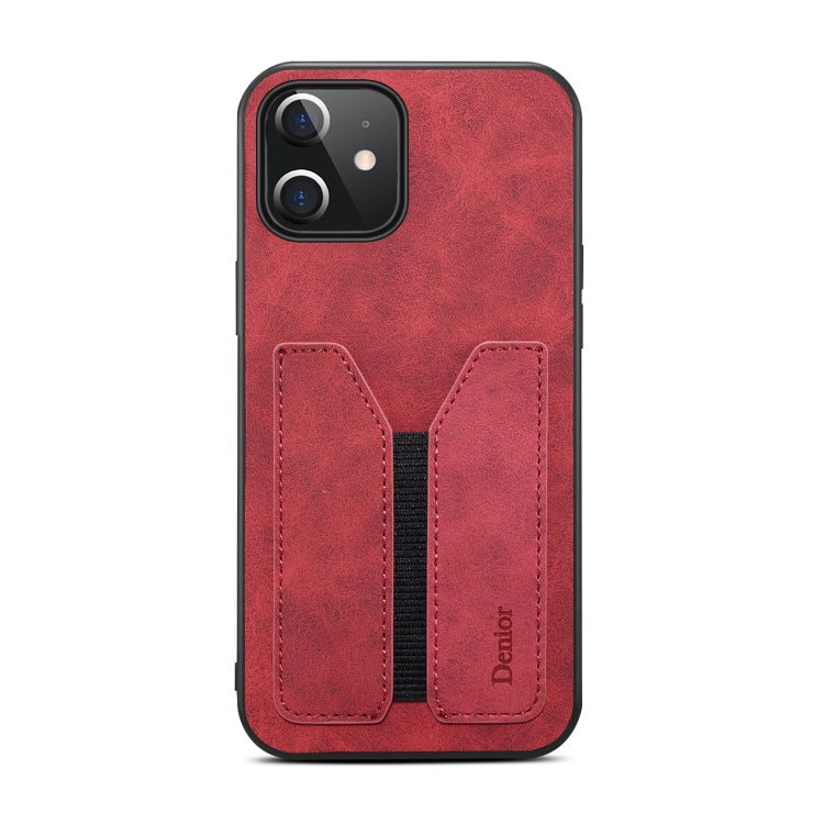 For iPhone 12 mini Denior Elastic Card Slot PU + TPU Phone Case (Red) Eurekaonline