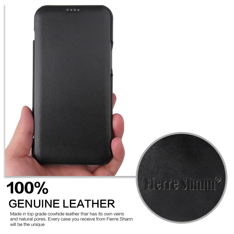 For iPhone 12 mini Fierre Shann Business Magnetic Horizontal Flip Genuine Leather Case (Black) Eurekaonline