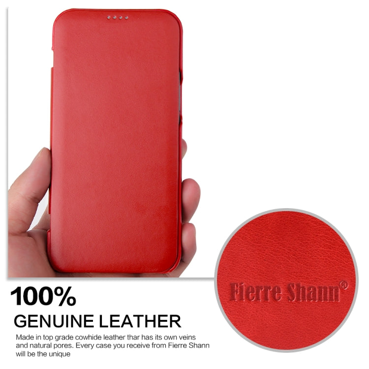 For iPhone 12 mini Fierre Shann Business Magnetic Horizontal Flip Genuine Leather Case (Red) Eurekaonline