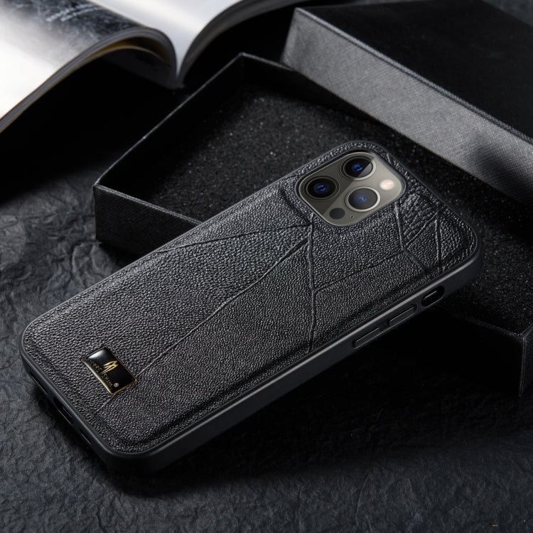 For iPhone 12 mini Fierre Shann Leather Texture Phone Back Cover Case (Ox Tendon Black) Eurekaonline