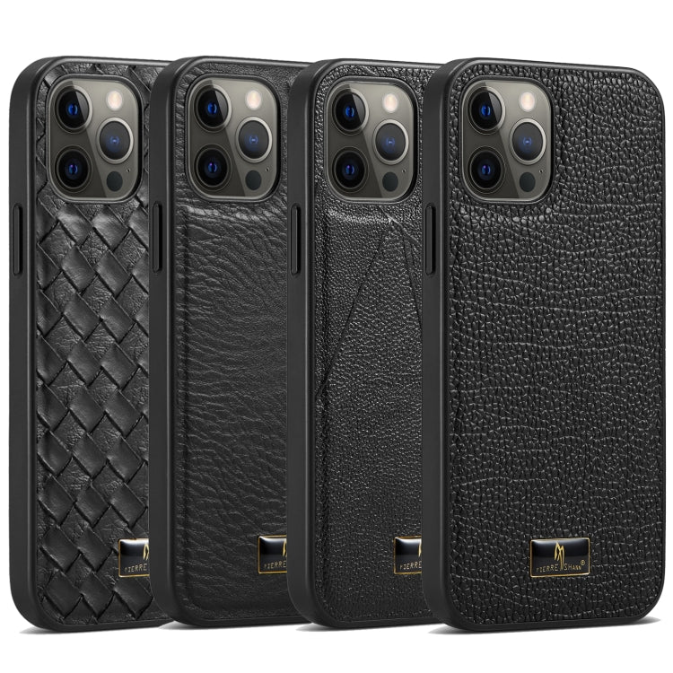 For iPhone 12 mini Fierre Shann Leather Texture Phone Back Cover Case (Ox Tendon Black) Eurekaonline