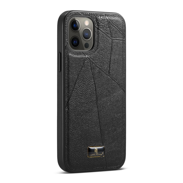 For iPhone 12 mini Fierre Shann Leather Texture Phone Back Cover Case (Ox Tendon Black) Eurekaonline
