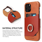 For iPhone 12 mini Fierre Shann Oil Wax Texture Genuine Leather Back Cover Case with 360 Degree Rotation Holder & Card Slot(Light Brown+Dark Brown) Eurekaonline