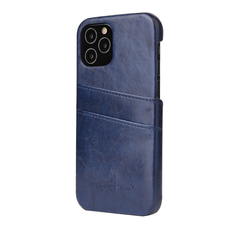 For iPhone 12 mini Fierre Shann Retro Oil Wax Texture PU Leather Case with Card Slots(Blue) Eurekaonline
