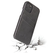 For iPhone 12 mini Fierre Shann Retro Oil Wax Texture PU Leather Case with Card Slots(Grey) Eurekaonline