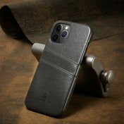 For iPhone 12 mini Fierre Shann Retro Oil Wax Texture PU Leather Case with Card Slots(Grey) Eurekaonline