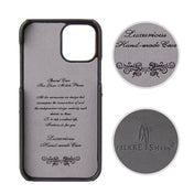 For iPhone 12 mini Fierre Shann Retro Oil Wax Texture PU Leather Case with Card Slots(Grey) Eurekaonline