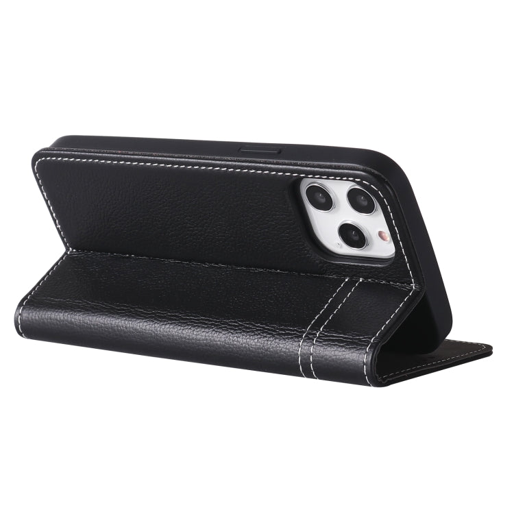 For iPhone 12 mini GEBEI Top-grain Leather Horizontal Flip Protective Case with Holder & Card Slots (Black) Eurekaonline