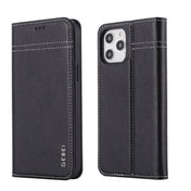 For iPhone 12 mini GEBEI Top-grain Leather Horizontal Flip Protective Case with Holder & Card Slots (Black) Eurekaonline