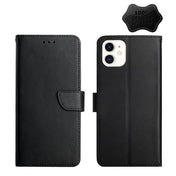 For iPhone 12 mini Genuine Leather Fingerprint-proof Horizontal Flip Phone Case (Black) Eurekaonline