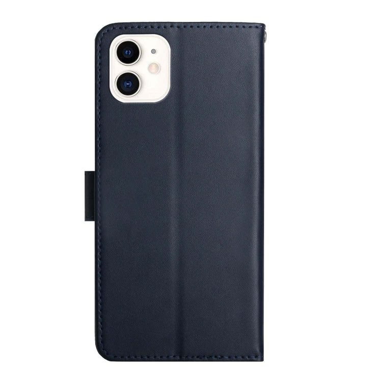 For iPhone 12 mini Genuine Leather Fingerprint-proof Horizontal Flip Phone Case (Blue) Eurekaonline