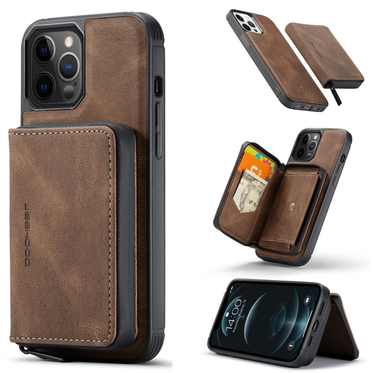 For iPhone 12 mini JEEHOOD Magnetic Zipper Horizontal Flip Leather Case with Holder & Card Slot & Wallet (Brown) Eurekaonline