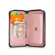 For iPhone 12 mini JEEHOOD Magnetic Zipper Horizontal Flip Leather Case with Holder & Card Slot & Wallet (Pink) Eurekaonline