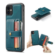 For iPhone 12 mini JEEHOOD RFID Blocking Anti-Theft Wallet Phone Case (Blue) Eurekaonline