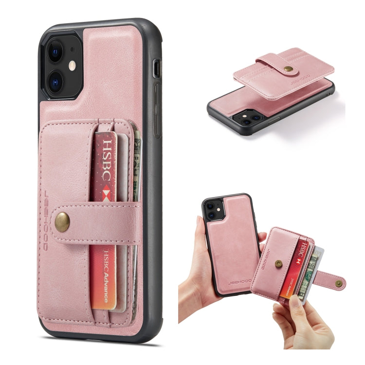 For iPhone 12 mini JEEHOOD RFID Blocking Anti-Theft Wallet Phone Case (Pink) Eurekaonline