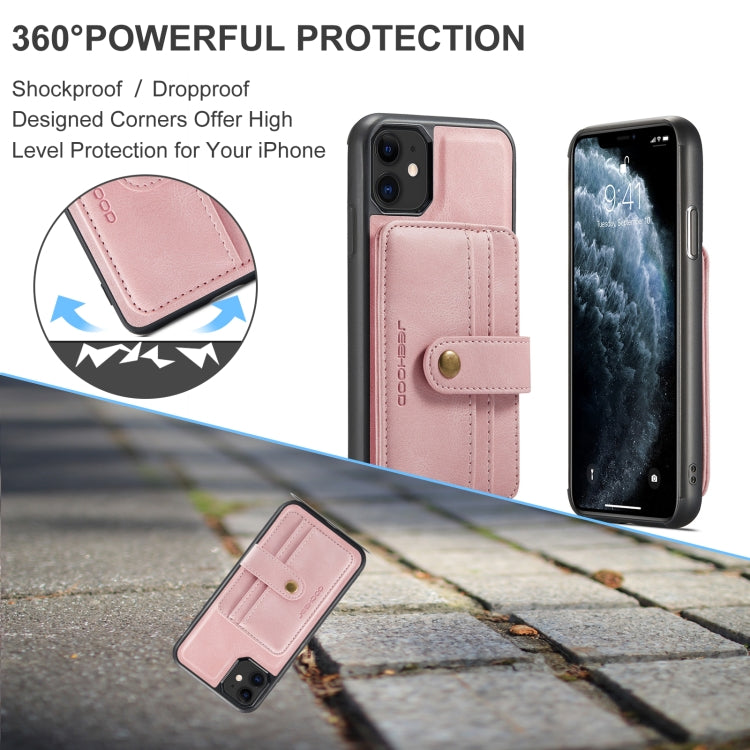 For iPhone 12 mini JEEHOOD RFID Blocking Anti-Theft Wallet Phone Case (Pink) Eurekaonline