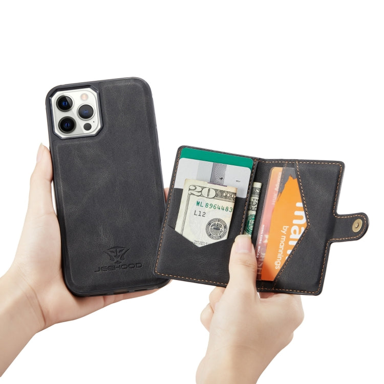 For iPhone 12 mini JEEHOOD Retro Magnetic Detachable Protective Case with Wallet & Card Slot & Holder (Black) Eurekaonline