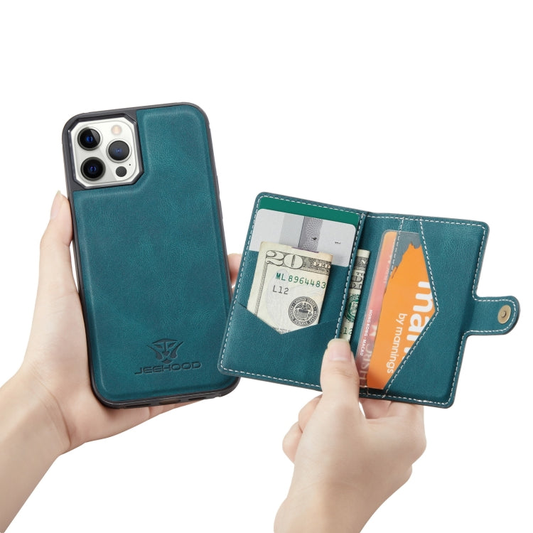 For iPhone 12 mini JEEHOOD Retro Magnetic Detachable Protective Case with Wallet & Card Slot & Holder (Blue) Eurekaonline