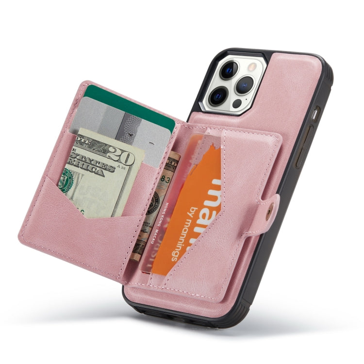 For iPhone 12 mini JEEHOOD Retro Magnetic Detachable Protective Case with Wallet & Card Slot & Holder (Pink) Eurekaonline