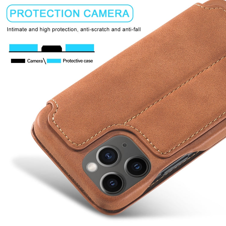 For iPhone 12 mini LC.IMEEKE Hon Ancient Series Horizontal Flip Leather Case with Holder & Card Slot(Brown) Eurekaonline