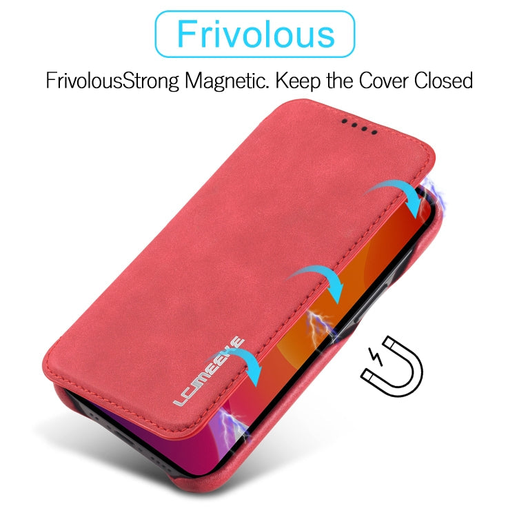 For iPhone 12 mini LC.IMEEKE Hon Ancient Series Horizontal Flip Leather Case with Holder & Card Slot(Red) Eurekaonline