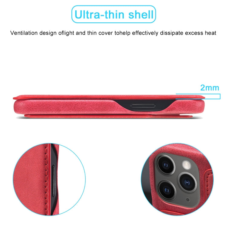 For iPhone 12 mini LC.IMEEKE Hon Ancient Series Horizontal Flip Leather Case with Holder & Card Slot(Red) Eurekaonline