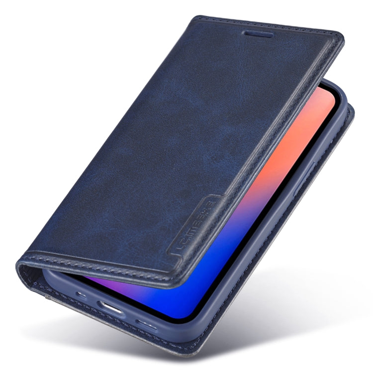 For iPhone 12 mini LC.IMEEKE LC-001 Series PU + TPU Color Matching Frosted Horizontal Flip Leather Case with Holder & Card Slot(Blue) Eurekaonline