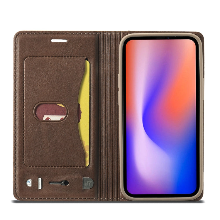 For iPhone 12 mini LC.IMEEKE LC-001 Series PU + TPU Color Matching Frosted Horizontal Flip Leather Case with Holder & Card Slot(Brown) Eurekaonline