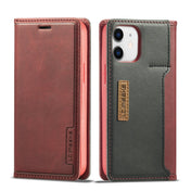 For iPhone 12 mini LC.IMEEKE LC-001 Series PU + TPU Color Matching Frosted Horizontal Flip Leather Case with Holder & Card Slot(Red) Eurekaonline